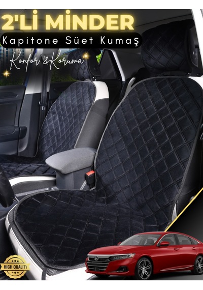 Honda Accord Uyumlu 2'li Süet Oto Koltuk Minderi Terletmez Kolay Montaj Oto Aksesuar A6 Siyah
