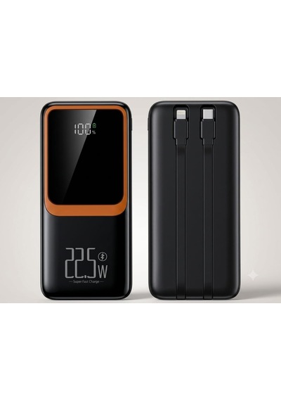 Ayrex H32 10000 Mah Power Bank Pd 20w Ve Usb 22.5w Fast Hızlı Şarj Dahili Type C Ve Lightning Kablolu Dünya Standa