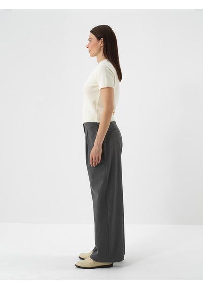 Xint Gri Esnek Dokulu Oversize Pantolon 201291