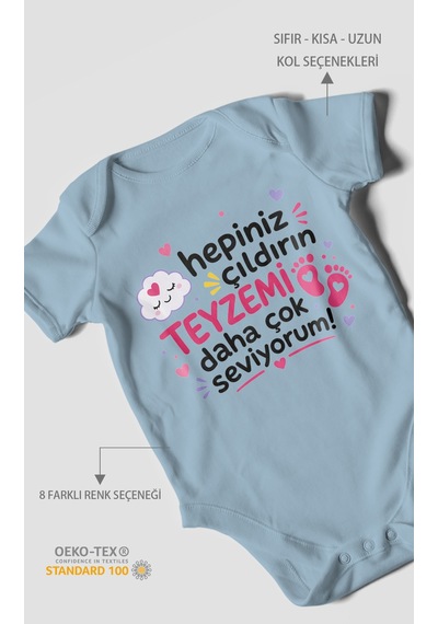 Morivokids Teyzeye Özel Kısa Kollu Bebek Body %100 Pamuk Zbn198-kk Bebe Mavisi