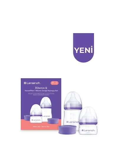 Lansinoh® 60 ML, 160 ML ve XS, S Akışlı NaturalWave® Biberon Emziği Yenidoğan Başlangıç Seti (0-3 Ay)
