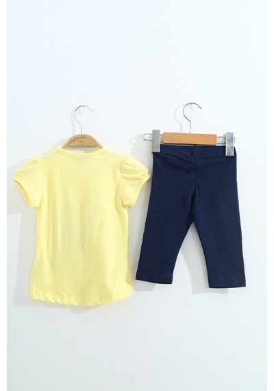 Toontoy Kids Toontoy Kız Çocuk 2'li Takım Baskılı Bisiklet Yaka T-shirt & Beli Lastikli Kapri Şort Açık Sarı Toontoy Kids Toontoy Kız Çocuk 2'li Takım Baskılı Bisiklet Yaka T-shirt & Beli Lastikli Kapri Şort Açık Sarı