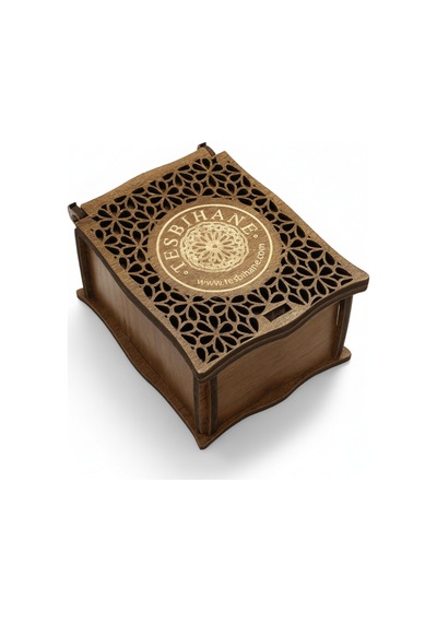 Tesbihane Kahverengi Ahşap Kolye Küpe Bileklik Set Hediye Takı Kutusu