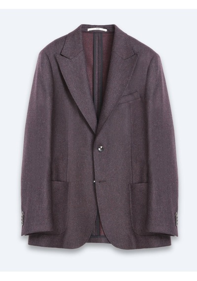 Kip Bordo Desenli Modern Fit Yün Karışımlı Örme Ceket