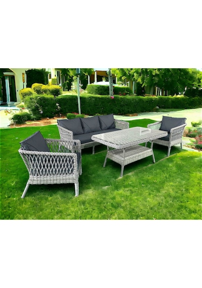 Monalin Home Garden I Loft 5'li Oturma Takımı Gri I Rattan El Örgüsü Bahçe Mobilyası Antrasit - Gri Monalin Home Garden I Loft 5'li Oturma Takımı Gri I Rattan El Örgüsü Bahçe Mobilyası Antrasit - Gri