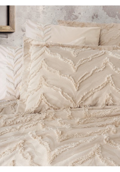 Cotton Box Limi Çift Kişilik Yatak Örtülü Nevresim Takımı Crimp Bej Bej