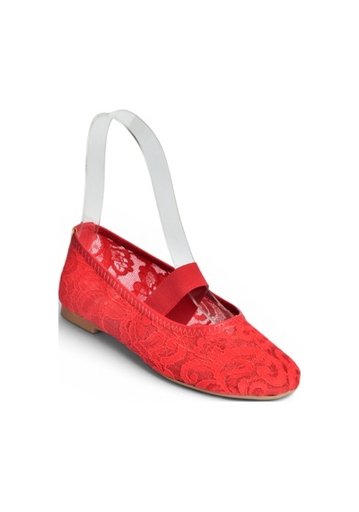 Fox Shoes Y726924306 Kırmızı Dantel Kadın Babet