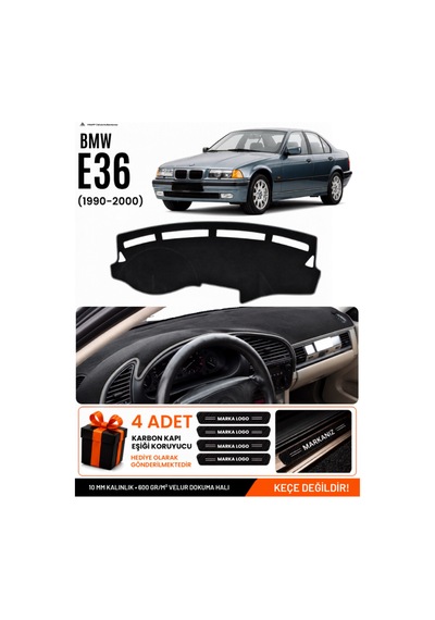 Bmw E36 1990-2000 Uyumlu Torpido Koruma, Torpido Örtüsü, Torpido Kılıfı - Siyah-gri - Bm001