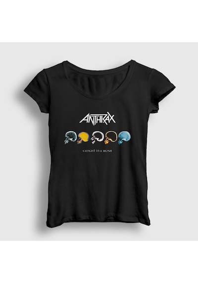 Presmono Kadın Mosh Anthrax T-shirt Siyah