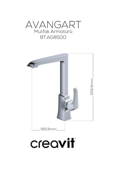 Creavit Avangart Mutfak Armatürü Krom Bt.ag8500