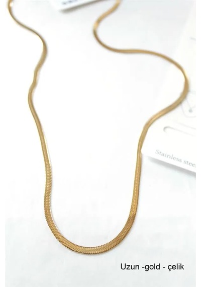 Jenerik Uzun İtalyan Çelik Kolye-60cm - Altın