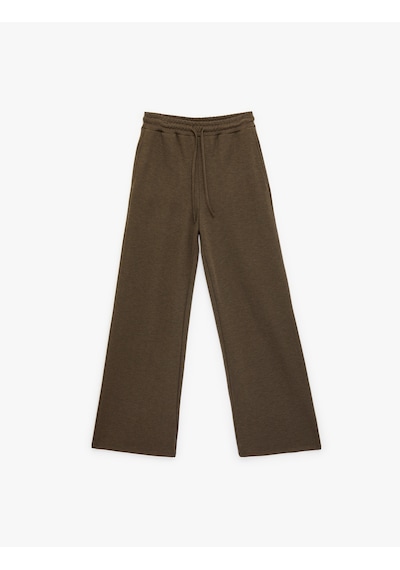 Koton Beli Lastikli Bağcıklı Cepli Düz Paça Eşofman Pantolon Kahverengi 6sak40002pk Kahve