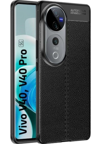 Vivo V40 Pro Uyumlu Silikon Kılıf Deri Desenli Kamera Korumalı Darbe Emici Autofocus Kapak