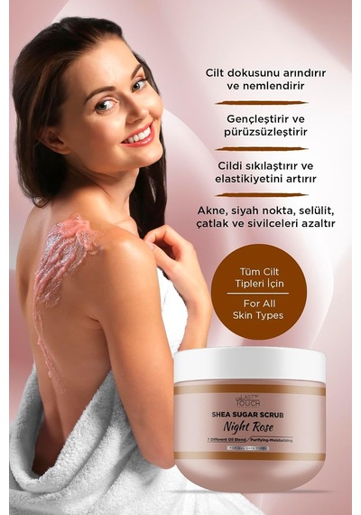 Body Scrub Besleyici, Nemlendirici Ve Arındırıcı, Shea Şeker Scrub 300 Ml Night Rose