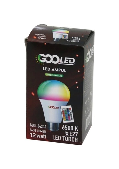 12w Kumandalı Rgb Renkli Led Ampul E27 5450 Lumen 6500k 15000 Saat Ömür