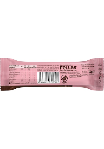 Fellas Choco - Çikolata Kaplı Çilekli Meyve Bar 35 G X 12 Adet