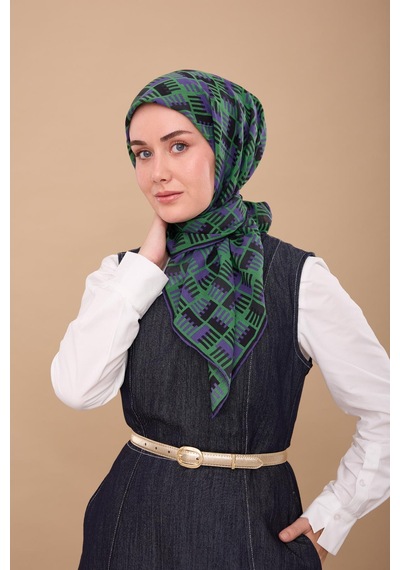 Silk Home Yaz Esintisi Eşarp 150001-10 Yeşil, Mor, Siyah