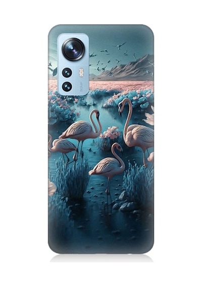 Xiaomi 12 Uyumlu Pembe Filamingolar Desenli Silikon Kılıf