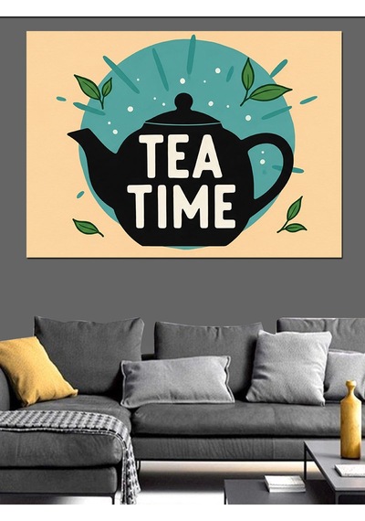Çay Zamanı Vintage Tasarım Dekoratif Kanvas - Mdf Ahşap Tablo