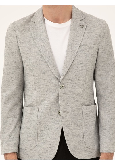 Cacharel Açık Gri Slim Fit Pamuk Karışımlı Ceket
