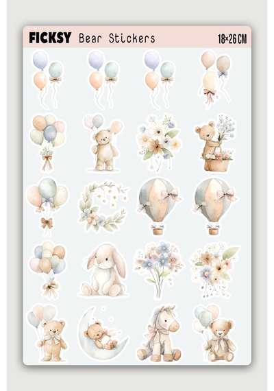 Sevimli Oyuncaklar Soft Bebek Odası Temalı Sticker Seti - 40 Adet Etiket Çıkartma Diğer