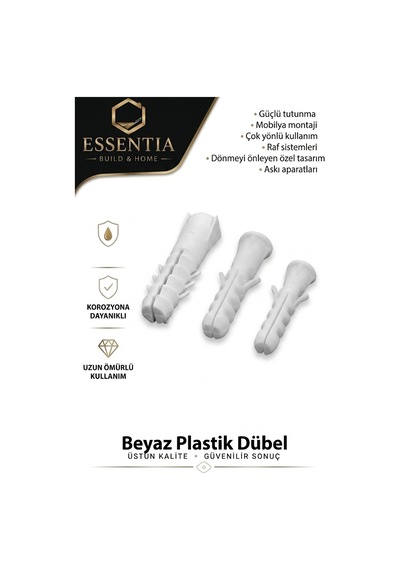 8 Mm Beyaz Plastik Dübel 50 Li Duvar Ve Beton Uyumlu Çoklu Renk