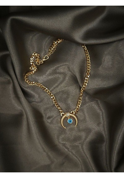 Nazar Detaylı Hilal Model Zincir Kolye Gold - 587013108 Gold
