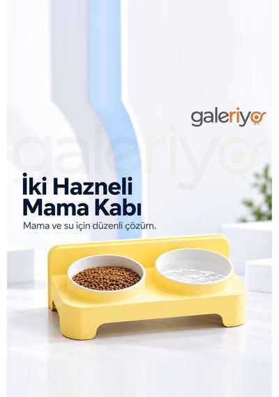 İki Hazneli Mama Kabı Sarı Sarı
