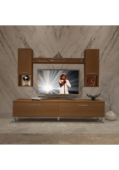 Decoraktiv Eko 5da Mdf Std Krom Ayaklı Tv Ünitesi Tv Sehpası Ceviz