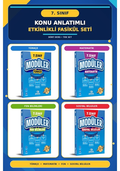 Arena Türkçe-matematik-fen-sosyal Konu Anlatımlı Etkinlikli Fasikül Set