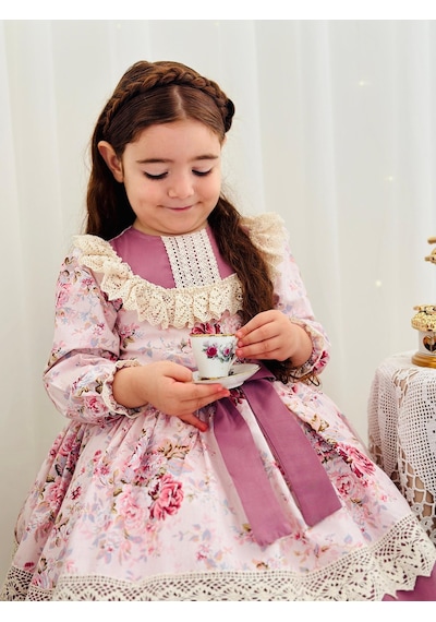 H L Y Karol Tasarım Pembe Royal Vintage Kız Bebek Elbise,doğum Günü Elbise,fotoğraf Çekim Elbise,0-12 Yaş Uygun Pembe