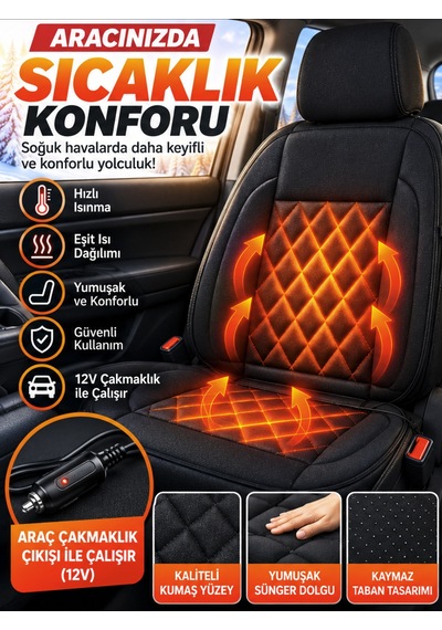 Bowie 12v Kamp Aracı Koltuk Isıtma Minderi Araç İçi Isıtıcı Kılıf