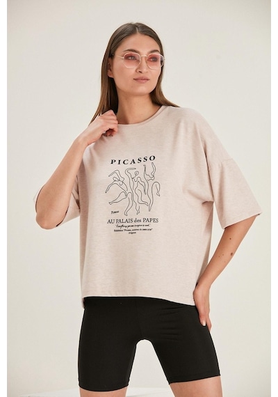 Alexandergardı Oversize Baskılı Kadın T-Shirt (B22-32000)