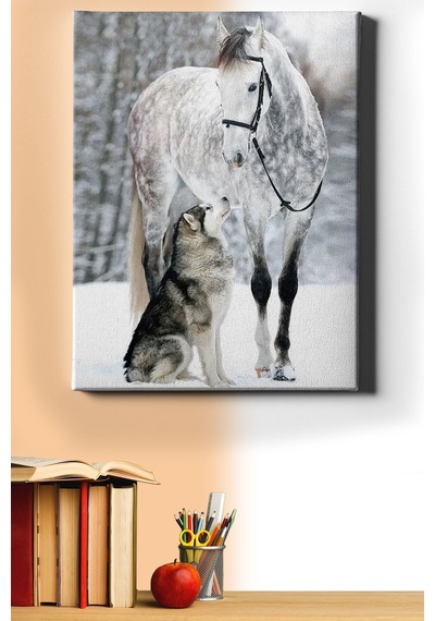 Webstyle Sayılarla Boyama Seti Kasnaklı Benekli At Ve Kurt 50 X 65 Cm