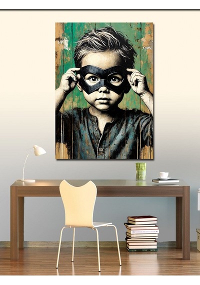 Kanvas Tablo Maskeli Çocuk 50cmx70cm
