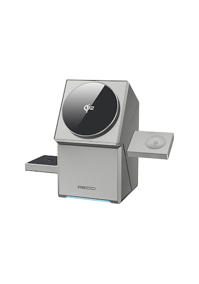 Recci RCW-47 Geometry Serisi Qi2 Şarj Teknolojili 3in1 15W Kablosuz Şarj Standı