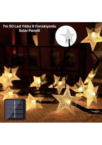 Hubrendy Emin 7m 50 Led Yıldız 8 Fonksiyonlu Solar Panelli-gün Işığı
