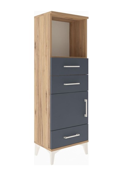 Arges Dolap 2 Raflı 3 Çekmeceli Tek Kapaklı 44x30x134 Çam-antrasit Atlas Çam