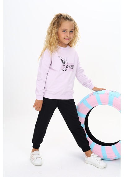 Toontoy Kids Toontoy Kız Çocuk Baskılı Eşofman Takım Açık Lila