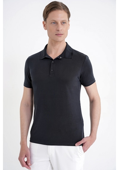 Efor Slim Fit Modal Kumaş Siyah Çıtçıtlı Polo Yaka Tişört Ts 923