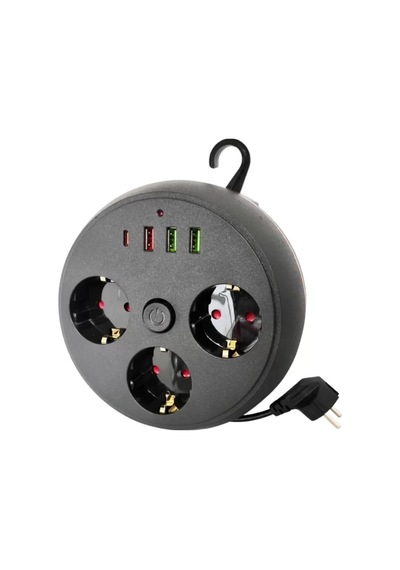 Güvenli Çoklu Priz 3 Priz 3 Usb 1 Type C Termal Koruma Uzun Kablo Renkli 1 - 10 M