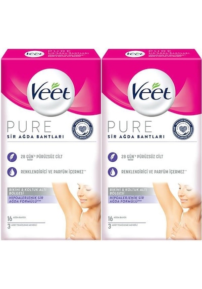Veet Pure Hipoalerjenik Bikini & Koltuk Altı Bölgesi Sir Ağda Bandı 2 x 16'lı