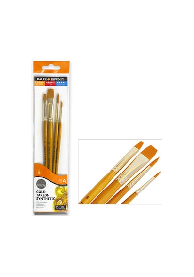 Daler Rowney Simply Gold Taklon Synthetic 4Ü Fırça Seti Kod:401