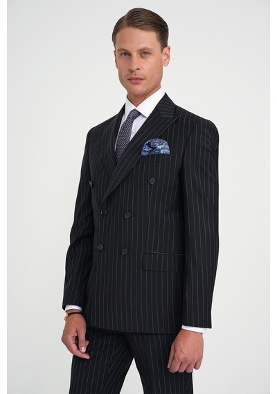Efor Slim Fit Çift Yırtmaç Çizgili Kruvaze Klasik Koyu Lacivert Takım Elbise Tk 925 Lacivert Efor Slim Fit Çift Yırtmaç Çizgili Kruvaze Klasik Koyu Lacivert Takım Elbise Tk 925 Lacivert