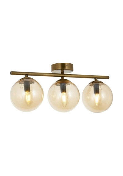 Gold Üçlü Modern Bal Camlı Plafonyer Avize