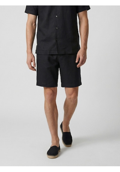 Xint Siyah %100 Keten Regular Fit Şort 180291