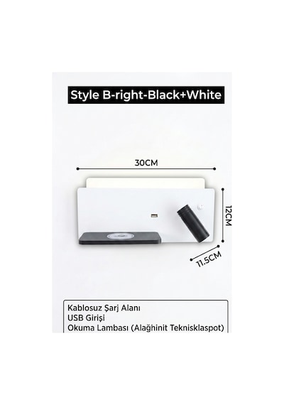 Çok Fonksiyonlu Yatak Başı Led Aplik Ve Duvar Lambası: Kablosuz Şarjlı, Ayarlanabilir Okuma Lambası, Usb Ve Type-c , Modern Beyaz Çok Fonksiyonlu Yatak Başı Led Aplik Ve Duvar Lambası: Kablosuz Şarjlı, Ayarlanabilir Okuma Lambası, Usb Ve Type-c , Modern Beyaz