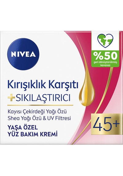 Nıvea Kırışıklık Karşıtı + Sıkılaştırıcı Yaş 45+ Yüz Bakım Kremi 50 Ml X 2 Adet
