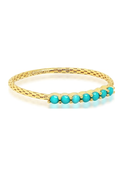 Kuyumcudukkani Firuze Sıra Taşlı Trend Yüzük-10316-g-blu Gold
