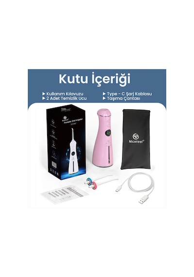 NPO Nicefeel FC1596 Taşınabilir Şarjlı Masajlı Diş Teli/ Protez Bakım Profesyonel Ağız Duşu